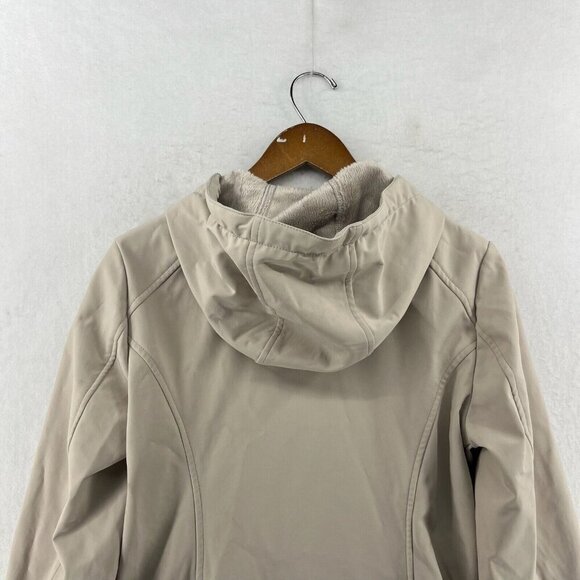 Calvin Klein Parka Jacket Women's S Beige Full Zip Faux Fur Lined Hooded Pocket - Picture 8 of 14